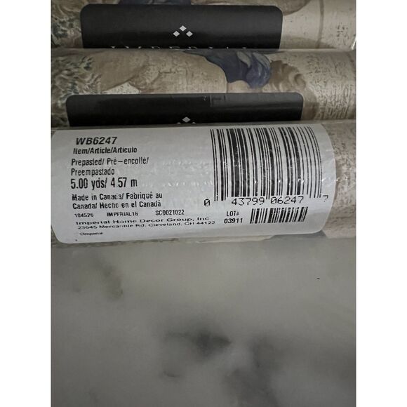 Vintage Imperial Wall Border Blue Wing Cherubs Crackle Plaster Stone Print 7 Pkg - Picture 4 of 4